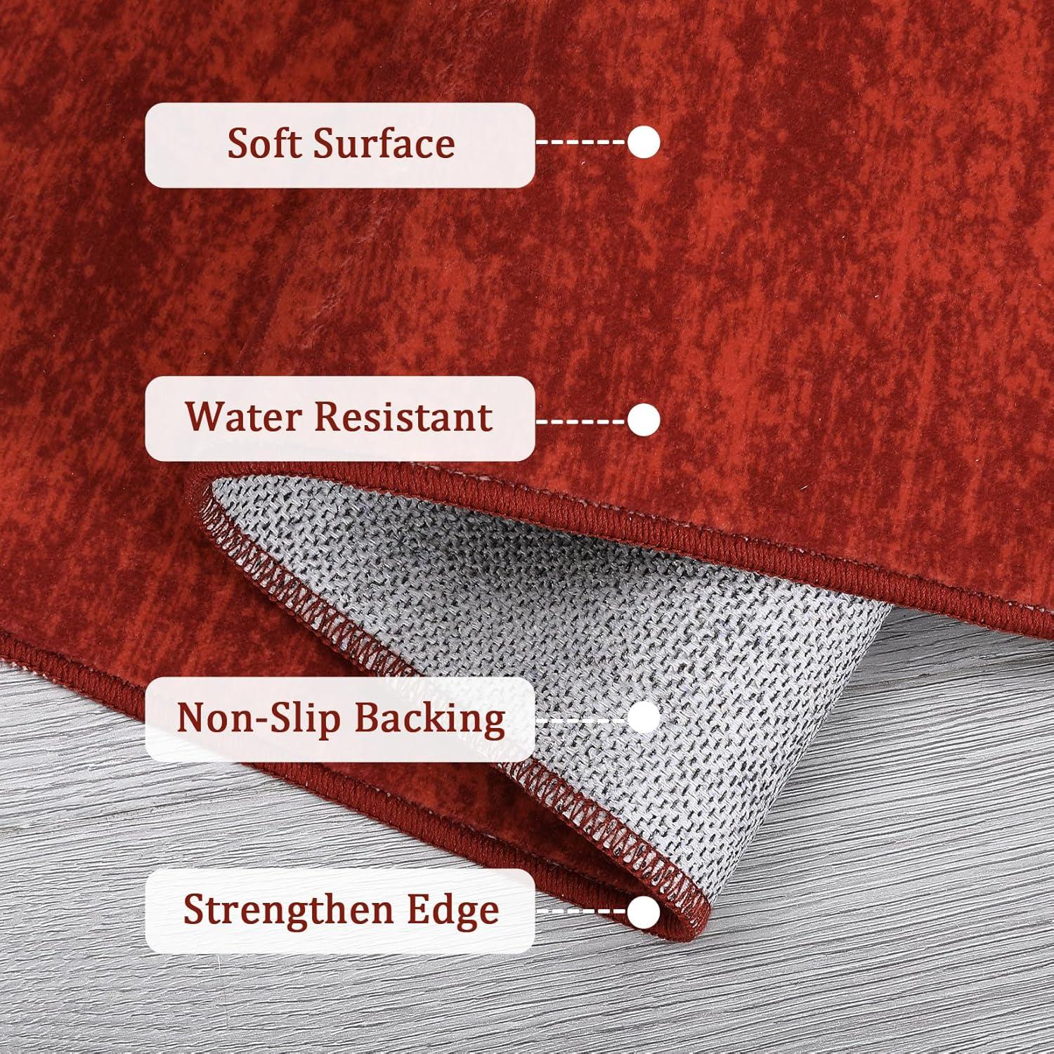 Garvee 9' x 12' Large Machine Washable Area Rug Modern Solid Rug Non-Slip Low-Pile Contemporary Indoor Area Rug for Home Office Bedroom, Red