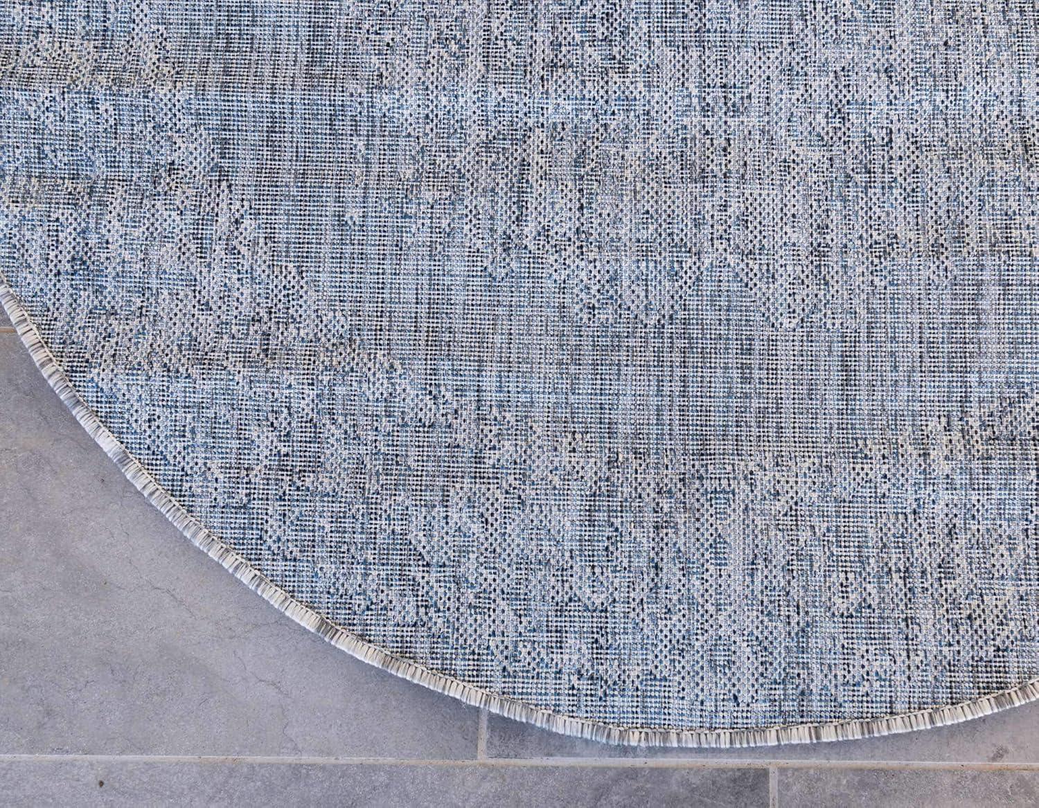 Unique Loom 4' 1 x 4' 1 Round Indoor/Outdoor Traditional Blue Area Rug