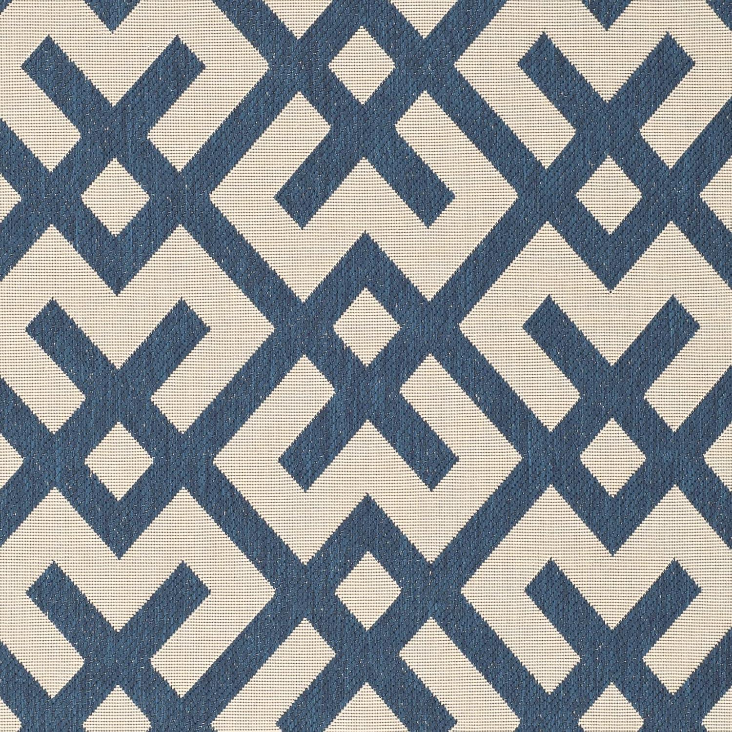 Navy and Beige 5' x 7' Reversible Flat Woven Synthetic Area Rug