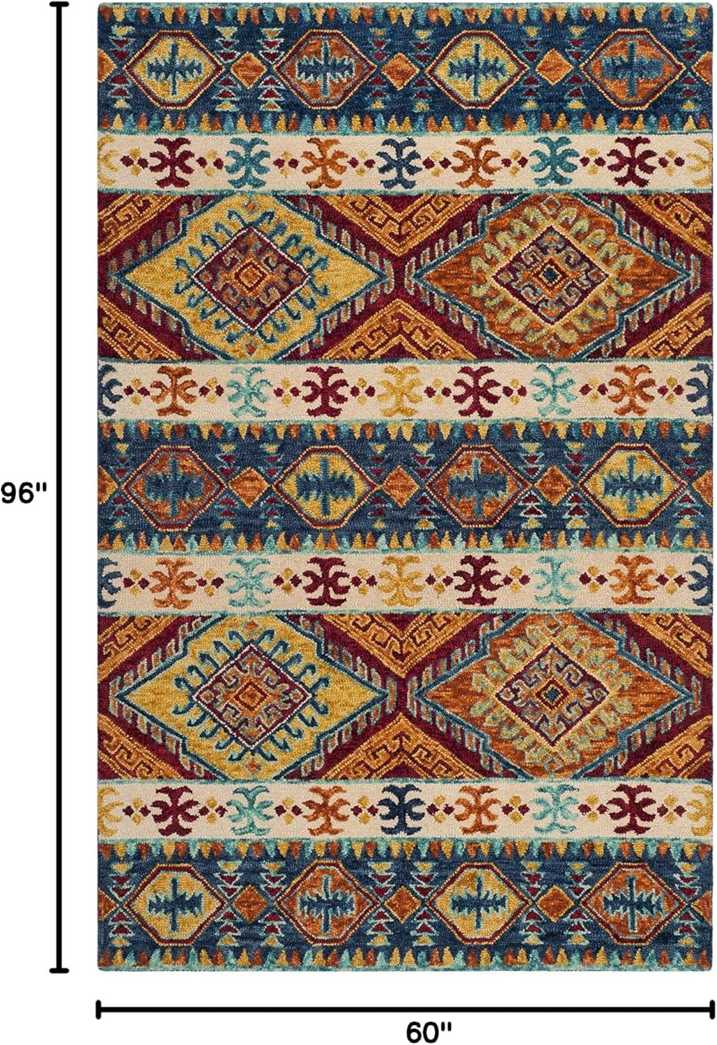 Aspen APN502 Hand Tufted Indoor Area Rug - Navy/Ivory - 5'x8' - Safavieh