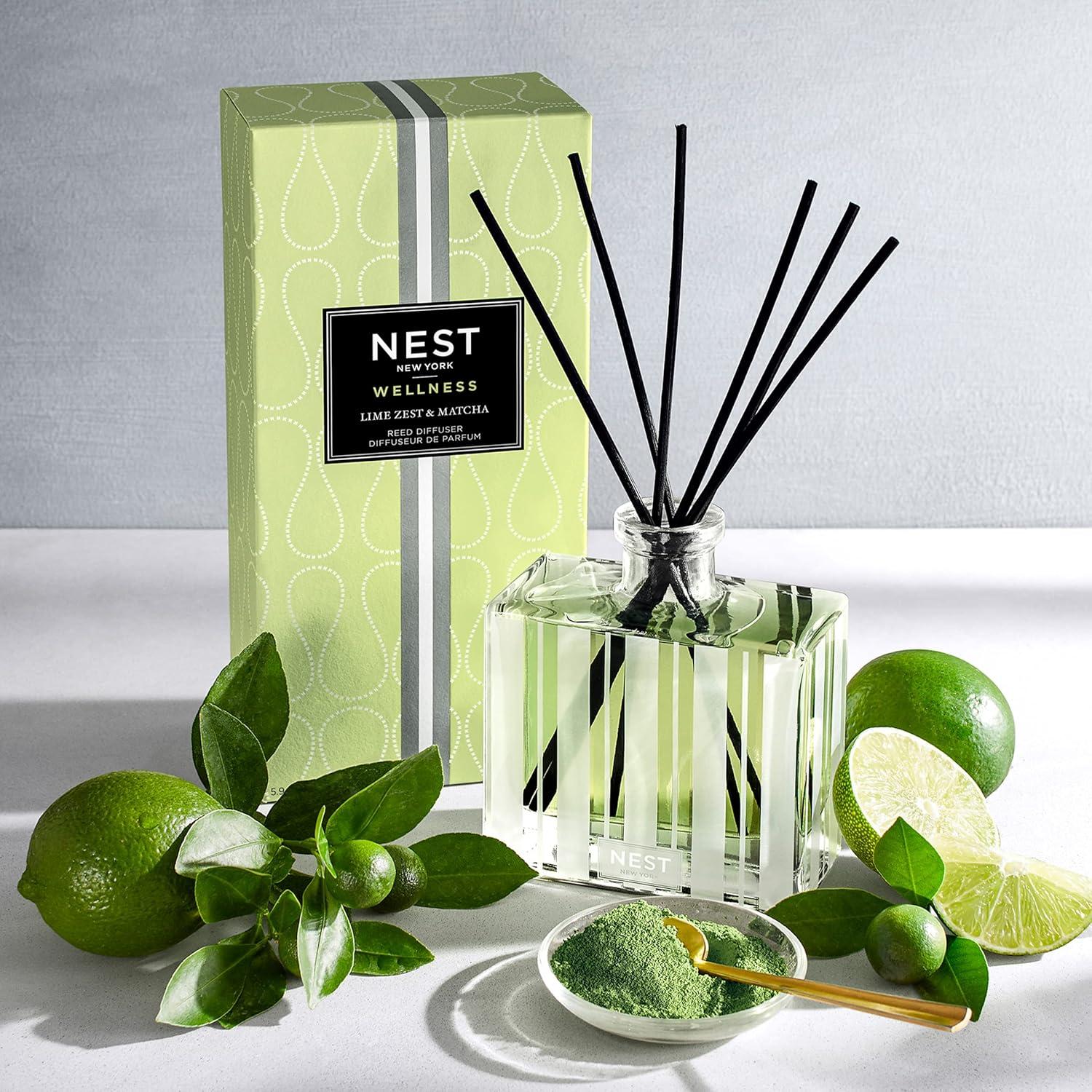 Elegant Frosted Lime & Matcha 5.9oz Glass Reed Diffuser