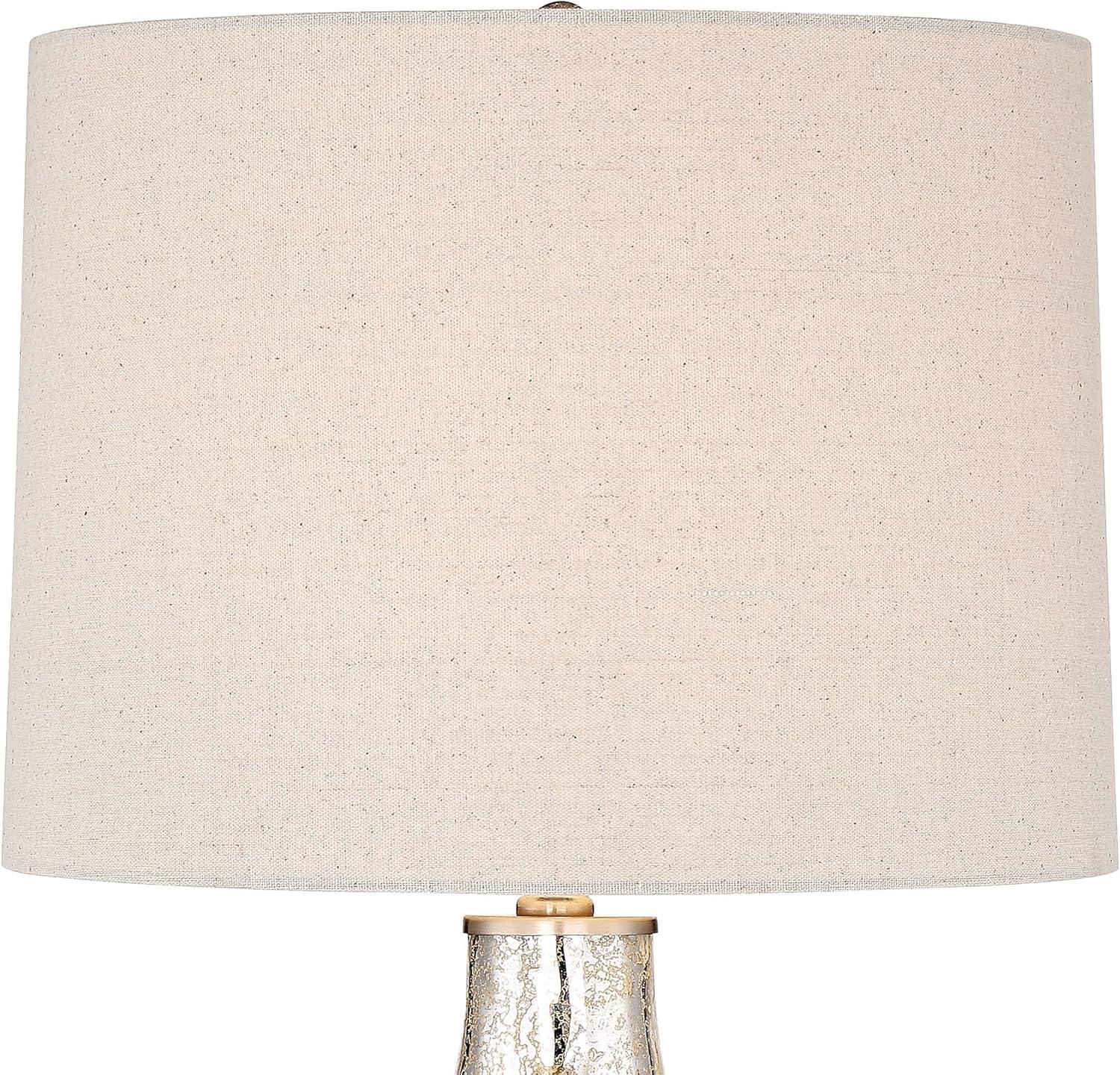 360 Lighting Waylon Modern Table Lamp 28" Tall Textured Mercury Glass Off White Tapered Drum Shade for Bedroom Living Room Bedside Nightstand Office