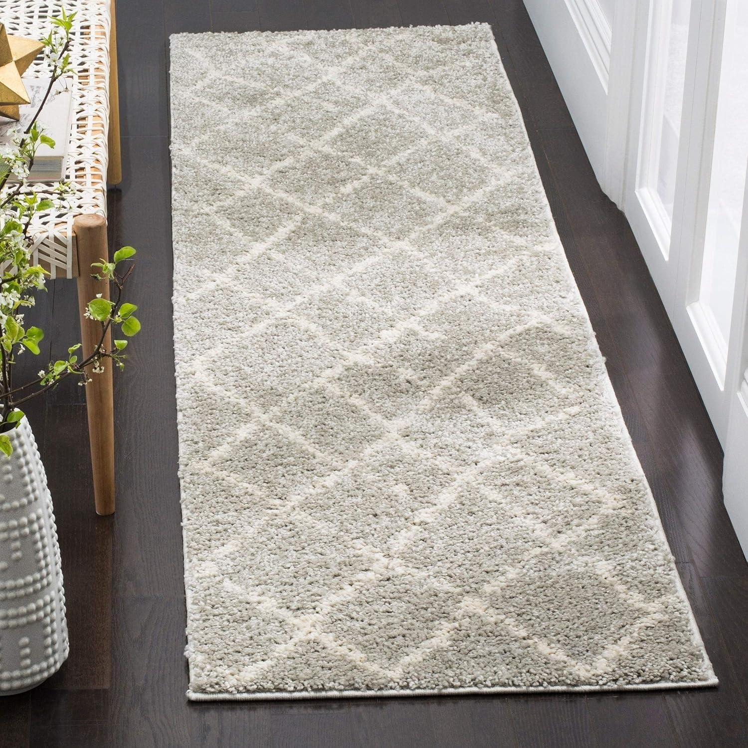 Handmade Gray Shag Easy-Care Synthetic Rug 8' x 10'