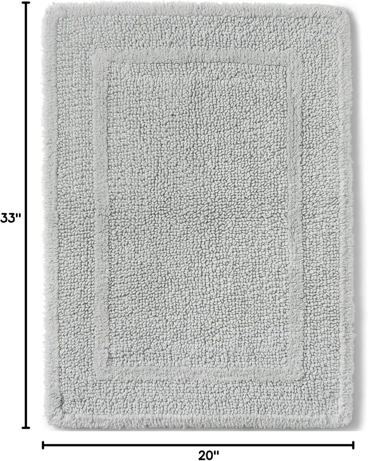 Cobblestone Gray Cotton Reversible Bath Rug 20" x 33"