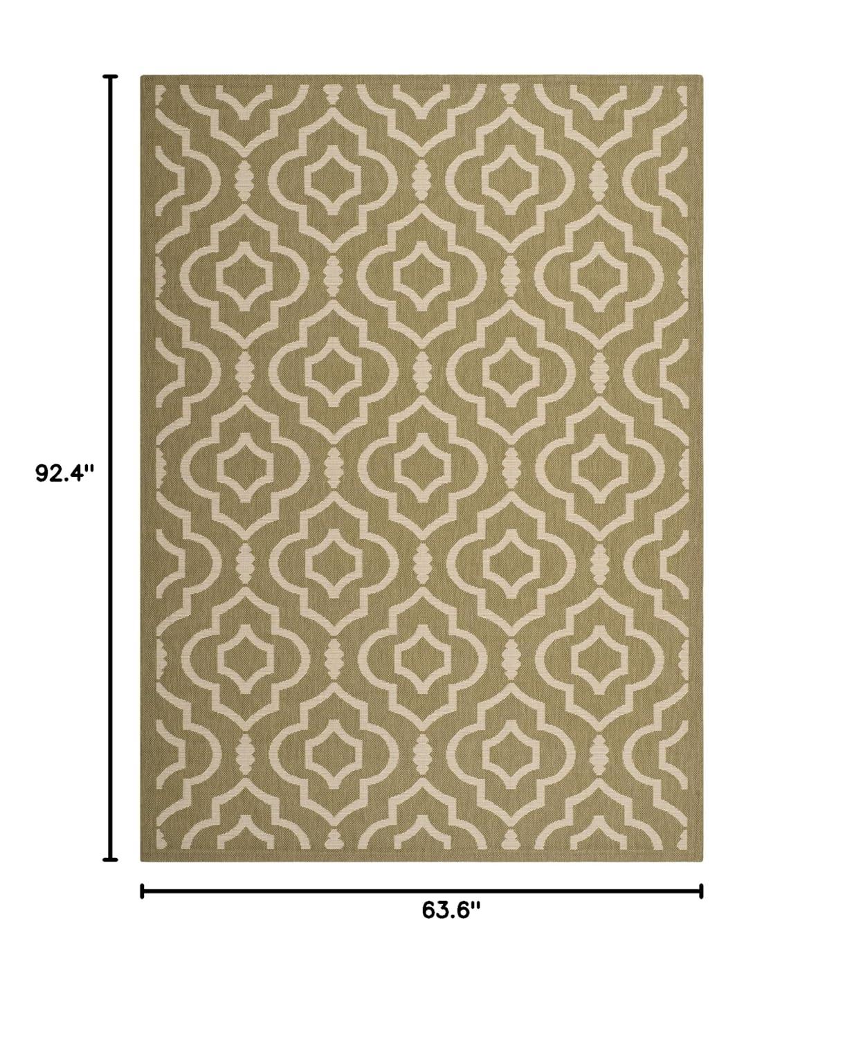 Courtyard CY6926 Power Loomed Indoor and Outdoor Area Rug - Green/Beige - 5'3"x7'7" - Safavieh