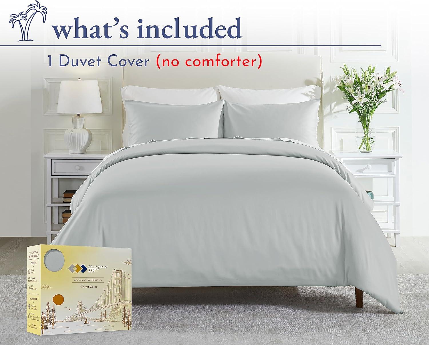 Duvet Cover Set 400 Thread Count 100% Cotton Sateen - Button Closure, Corner Ties by California Design Den