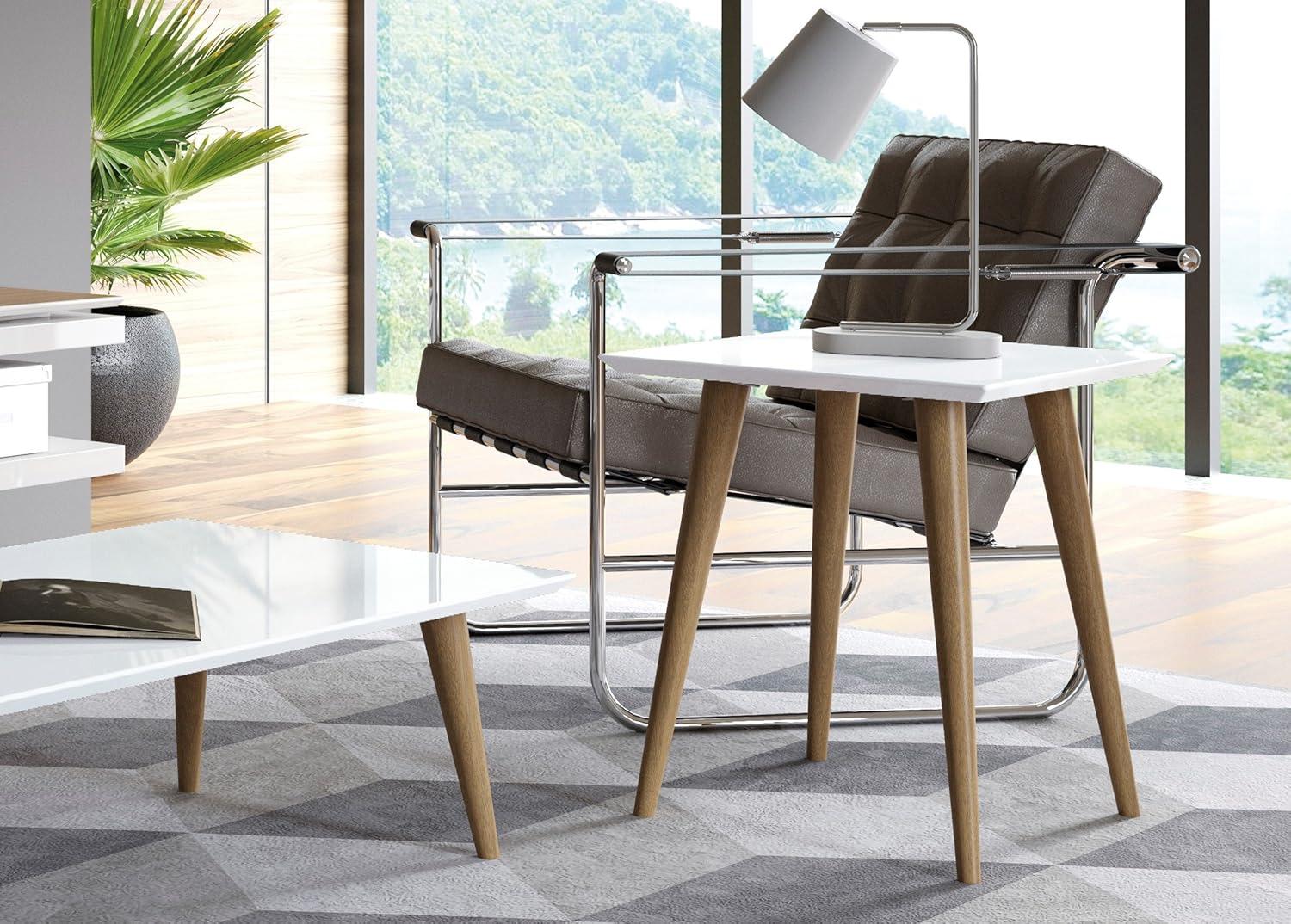 19.68" Utopia High Square End Table: Splayed Legs, Compact Size - Manhattan Comfort