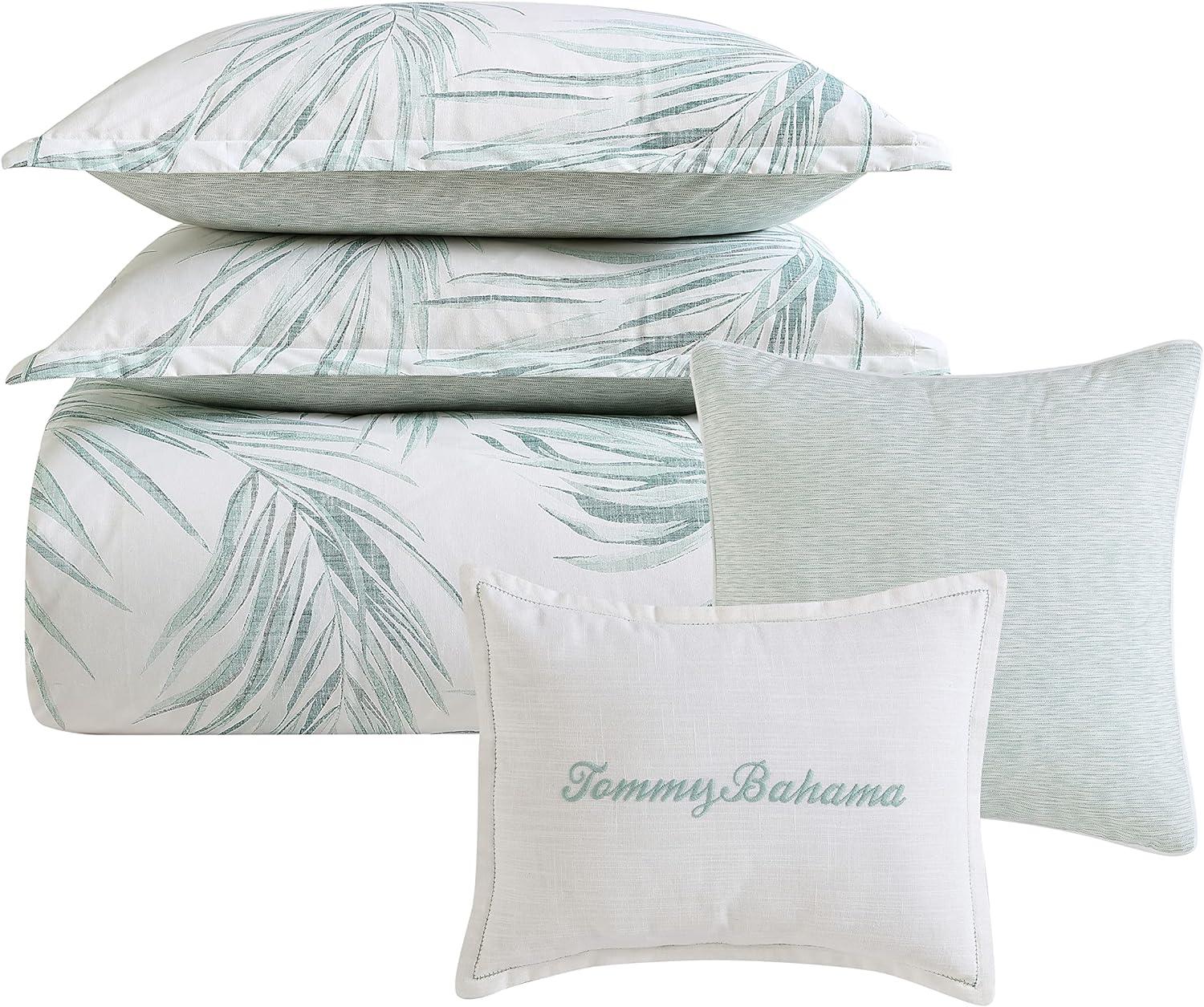 Ivory and Green Cotton King Reversible Comforter Set