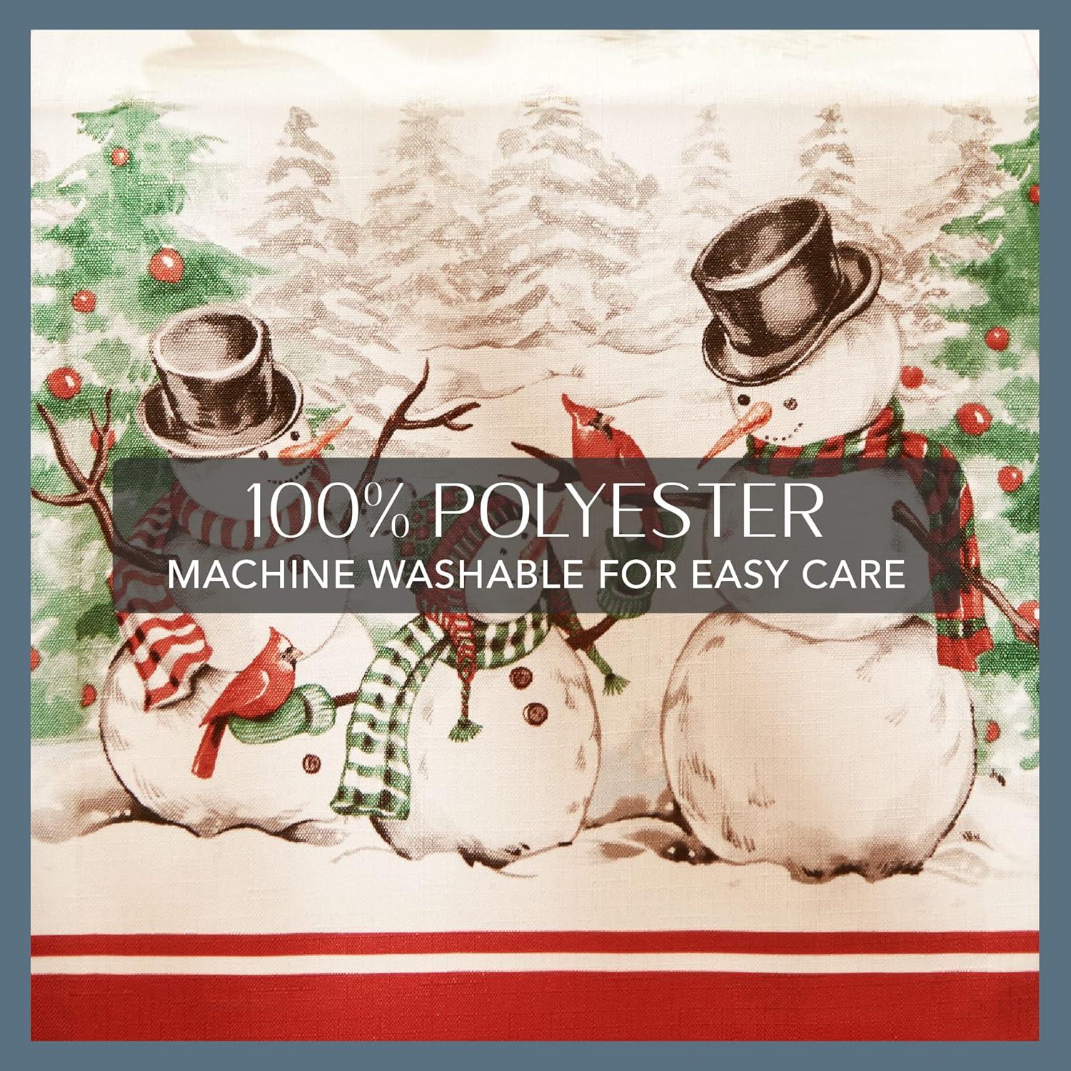 Snowman Winterland Holiday Snowflake Rectangle Tablecloth - Red/Green - 60x120 - Elrene Home Fashions