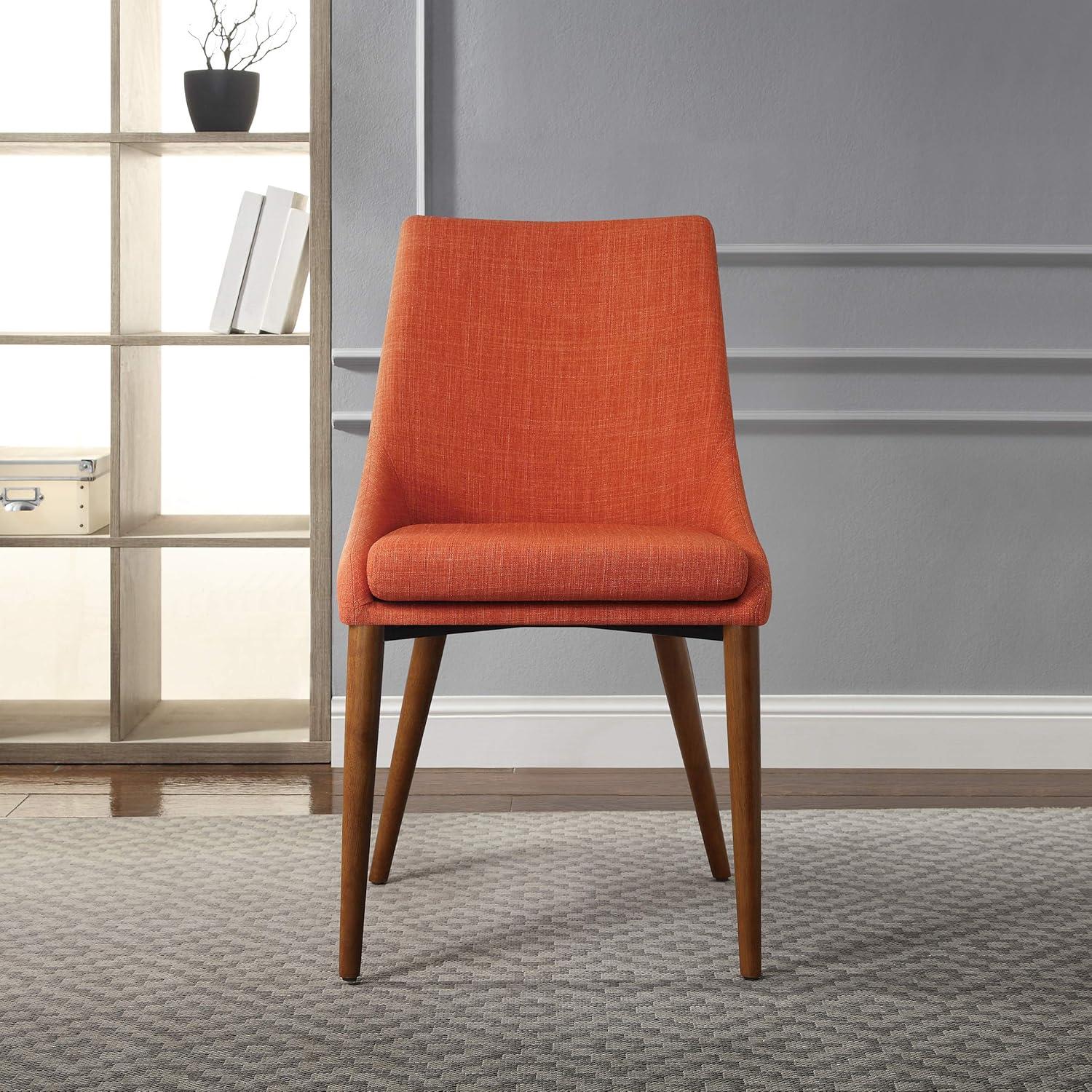 Contemporary Tangerine Upholstered Wood Side Chair