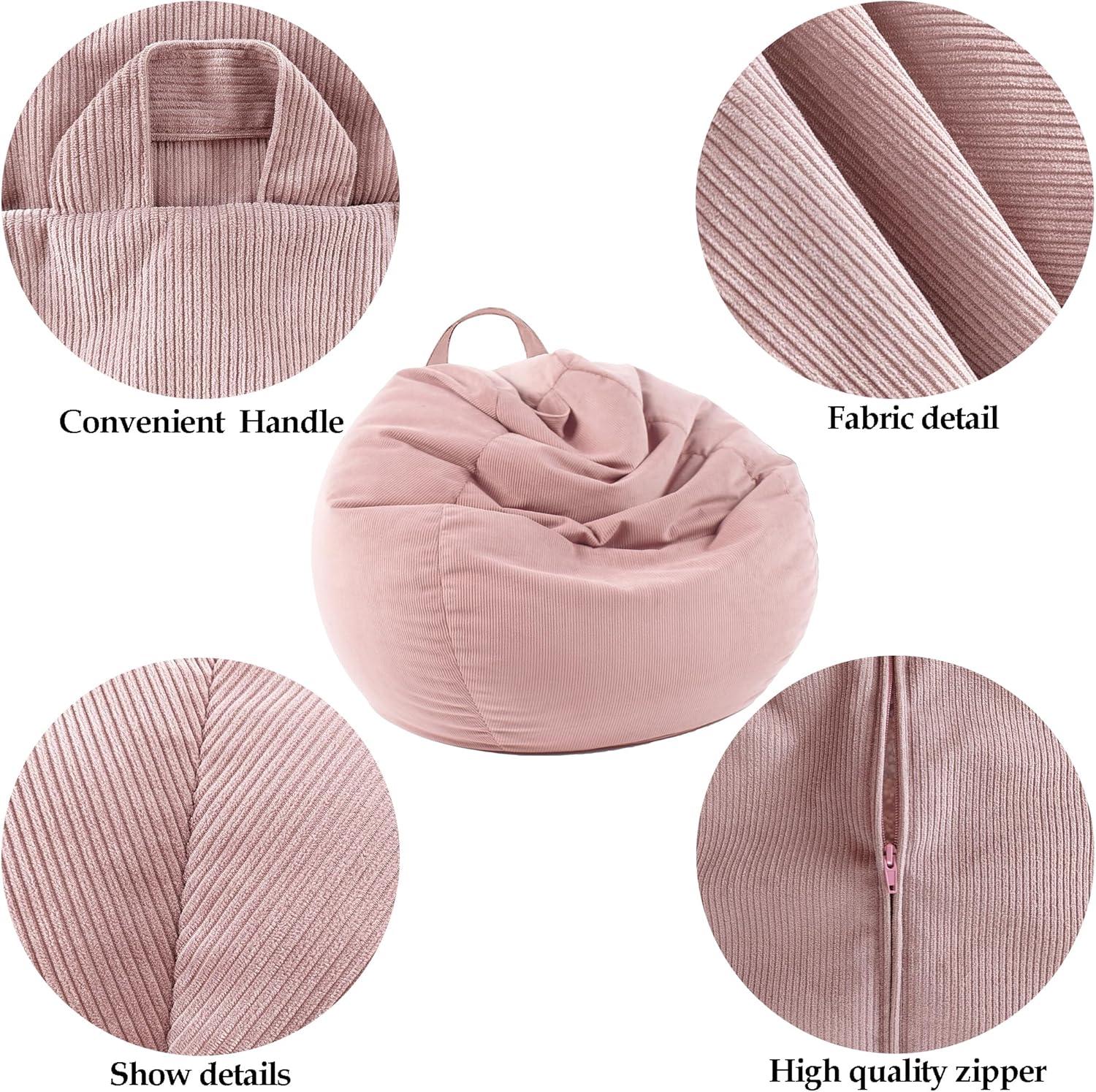 LPMOERA Stuffed Animal Storage Bean Bag Chair Cover (No Filler) for Kids and Adults.Pets Dogs/Cats Lazy Beds.Soft Premium Corduroy Stuffable Bean Bag for Organizing Children Plush Toys or Memory Foam