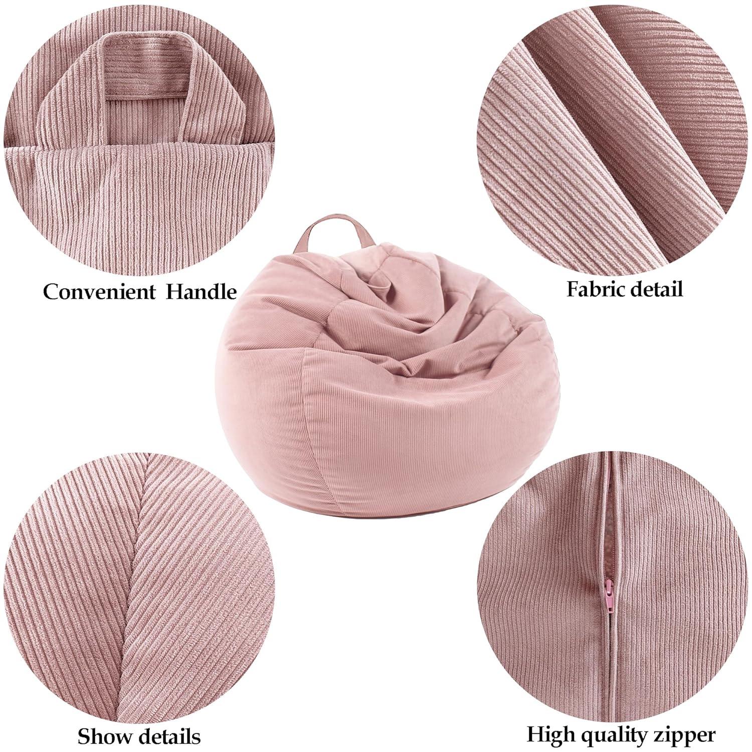 LPMOERA Stuffed Animal Storage Bean Bag Chair Cover (No Filler) for Kids and Adults.Pets Dogs/Cats Lazy Beds.Soft Premium Corduroy Stuffable Bean Bag for Organizing Children Plush Toys or Memory Foam