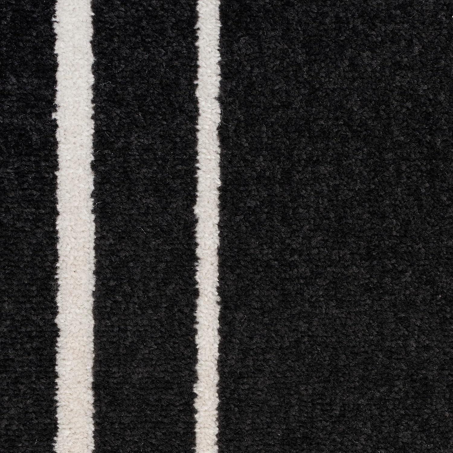 Nourison Essentials 4' x 6' Black Ivory Contemporary Bordered Indoor/Outdoor Area Rug