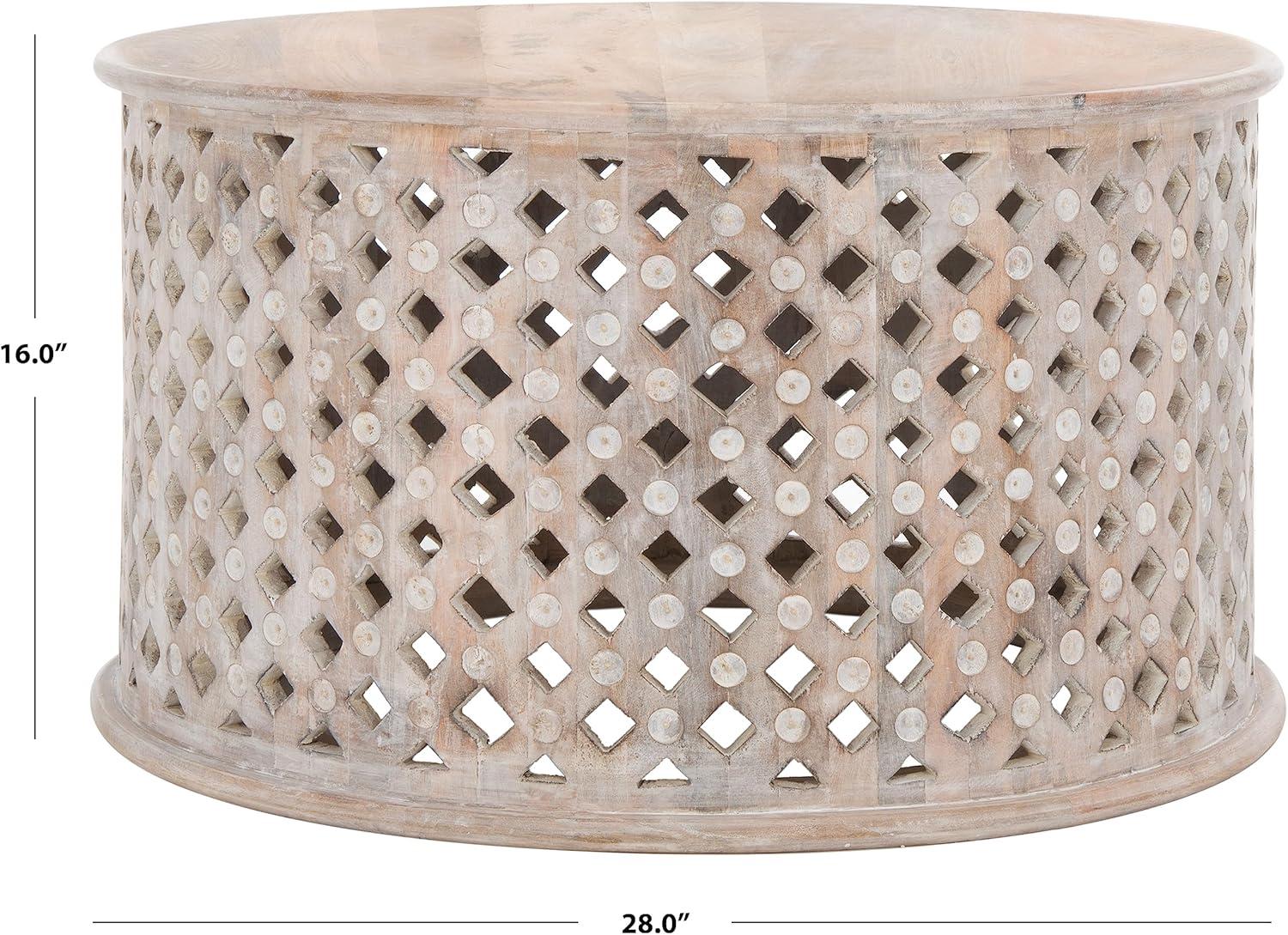 SAFAVIEH Kyrith Rustic Round Coffee Table, Burnt Natural