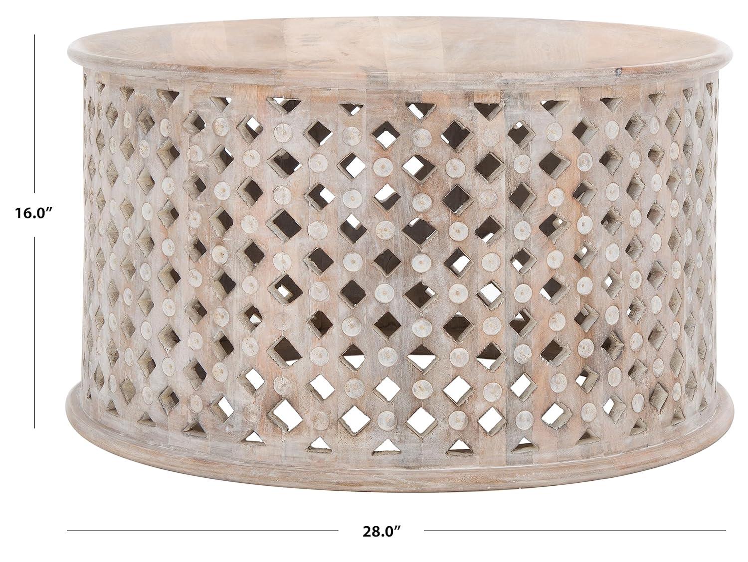 SAFAVIEH Kyrith Rustic Round Coffee Table, Burnt Natural