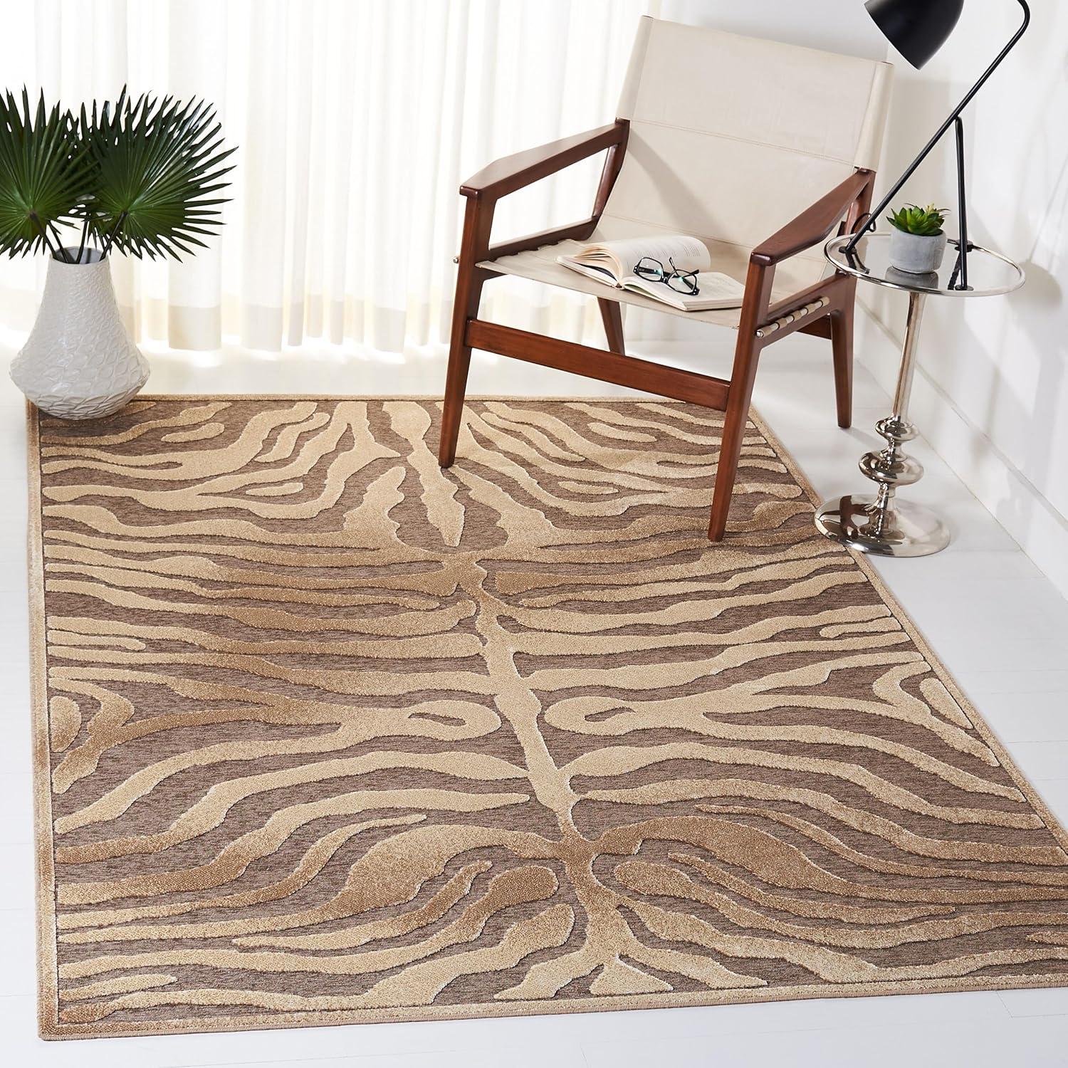 Paradise PAR83 Power Loomed Area Rug - Creme/Brown - 5'3"x7'6" - Safavieh.