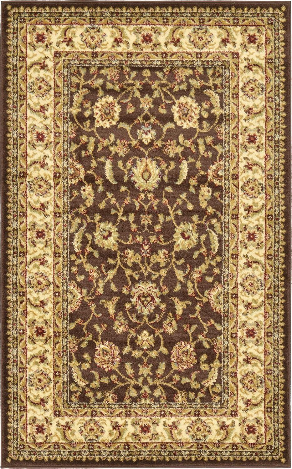 Rugs.com Aditi Collection Rug – 3' 3 x 5' 3 Brown Low Rug Perfect For Living Rooms, Large Dining Rooms, Open Floorplans