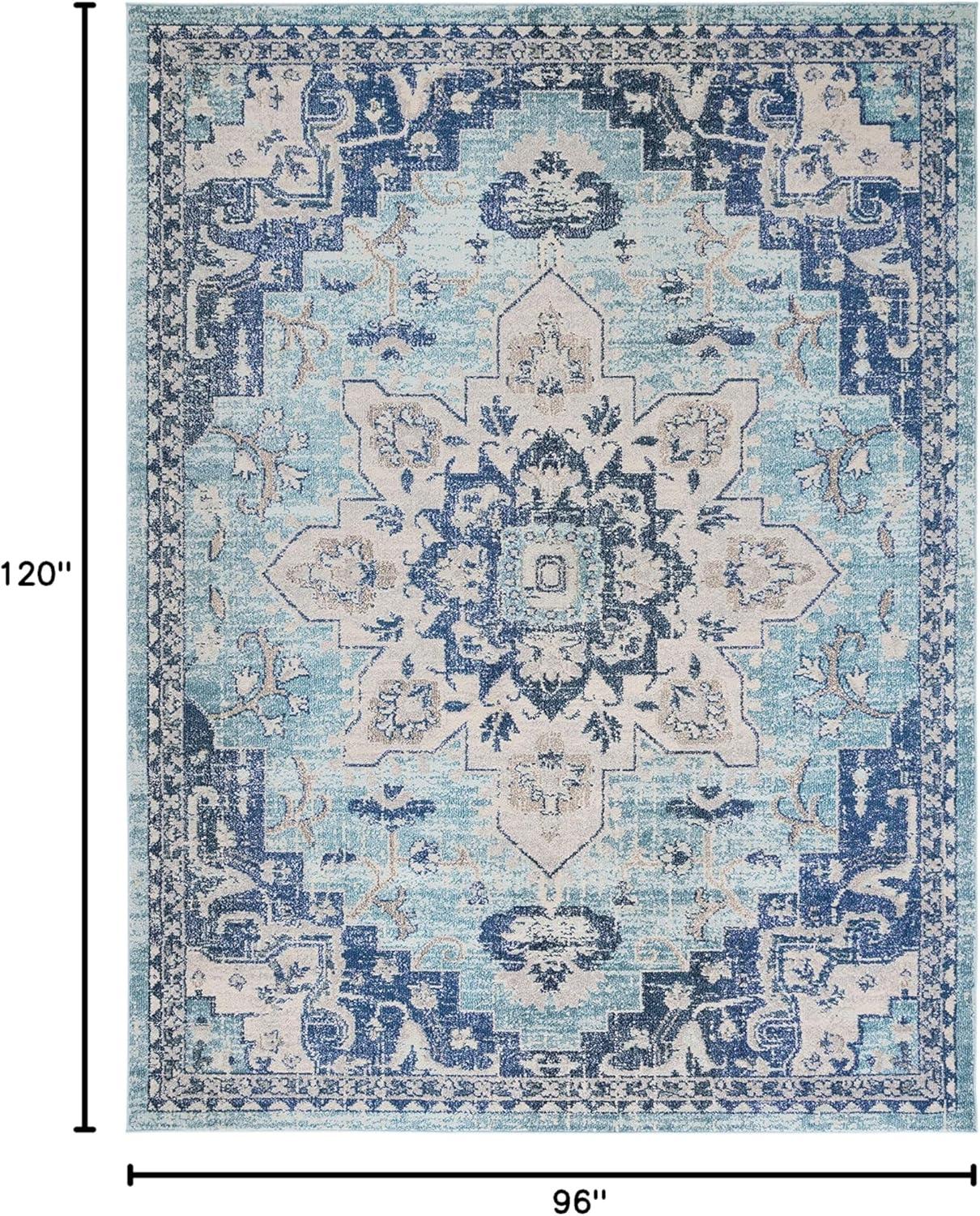 Madison MAD473 Power Loomed Indoor Area Rug - Teal/Navy - 8'x10' - Safavieh