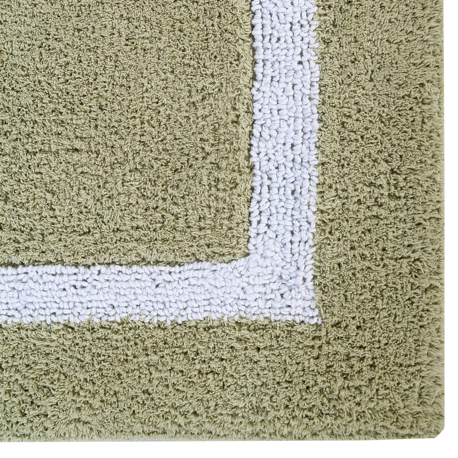 Better Trends Hotel Multi 100% Cotton Tufted Two Tone Reversible Bath Rug 20" x 60" Runner - Sage/White
