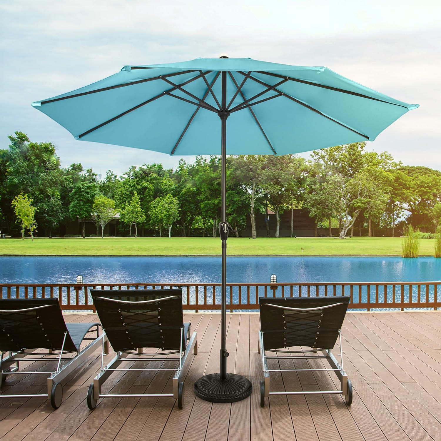 Pure Garden 9FT Outdoor Vented Patio Umbrella with Easy Crank (Blue)