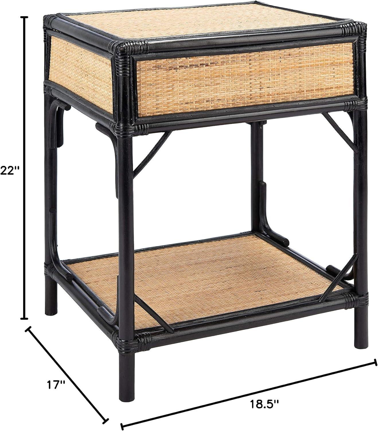 Roya 1 Drawer 1 Shelf Nightstand - NST4005 - Black/Natural - Safavieh