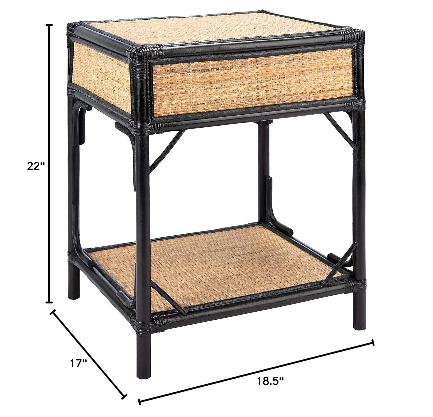 Roya 1 Drawer 1 Shelf Nightstand - NST4005 - Black/Natural - Safavieh