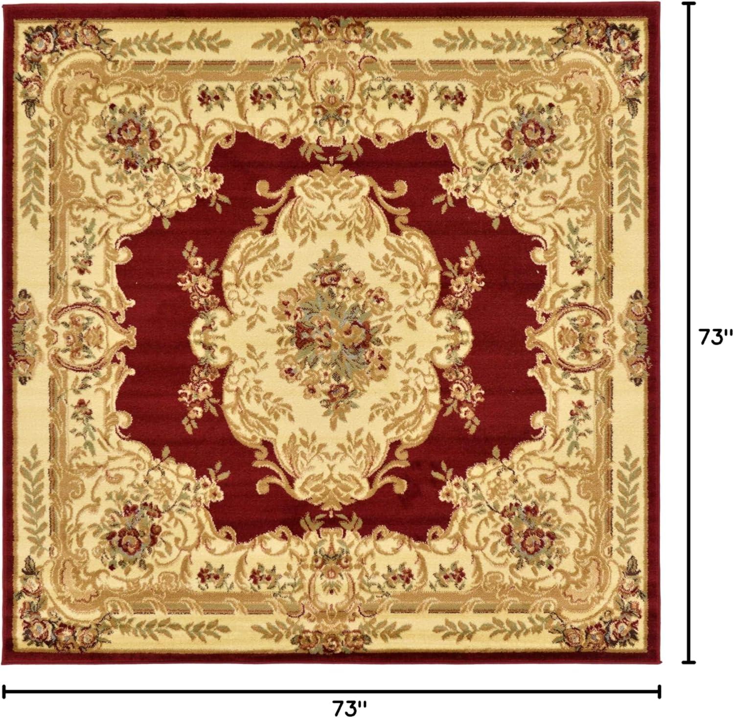 Unique Loom Versailles Collection Area Rug - Charles (6' 1" Square Red/Cream)