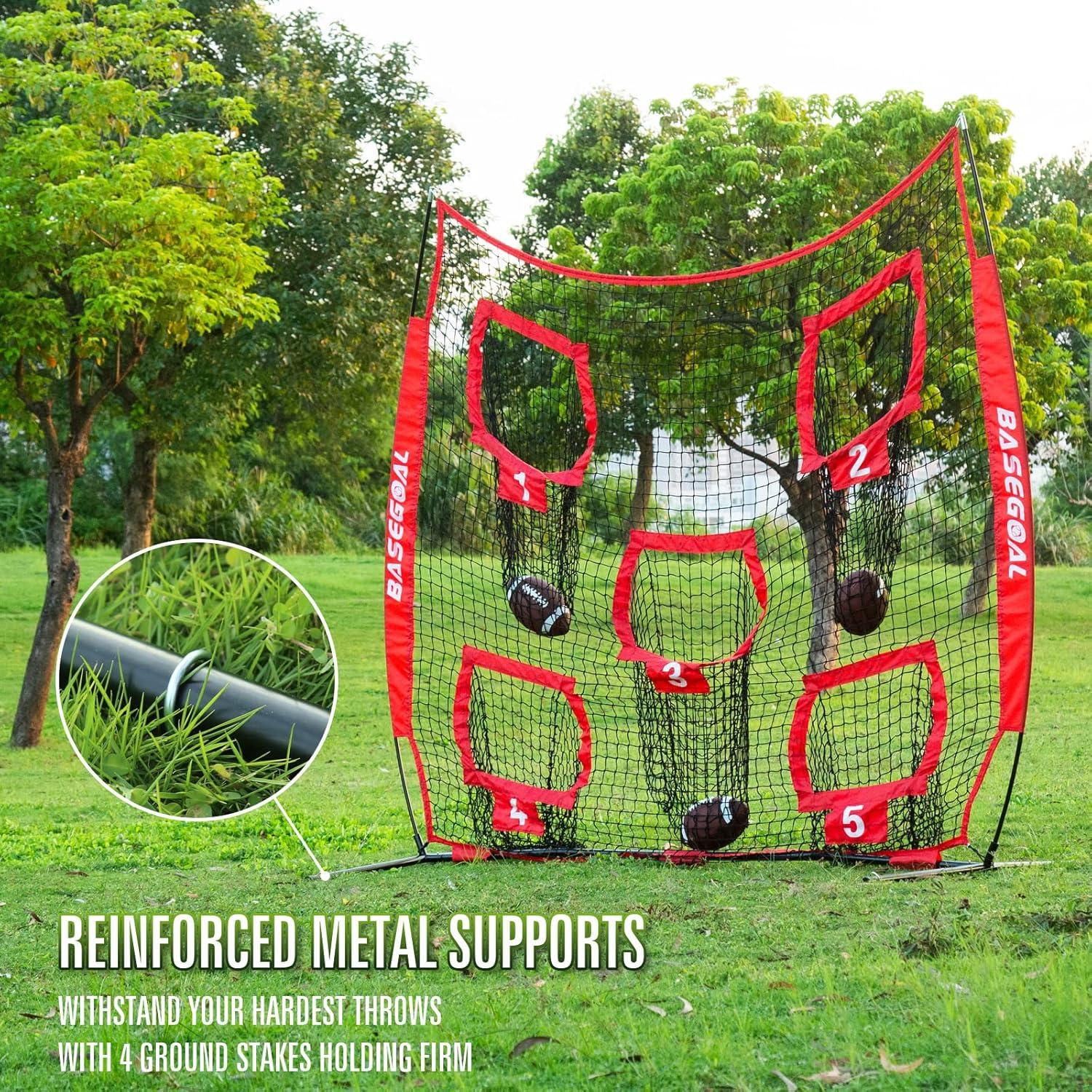 Football Nets for Throwing,Football Target,Quarterback Training Equipment with 5 Target Pockets for Improving Football Accuracy Throwing-8 x 8 ft or 7 x 7 ft Nets