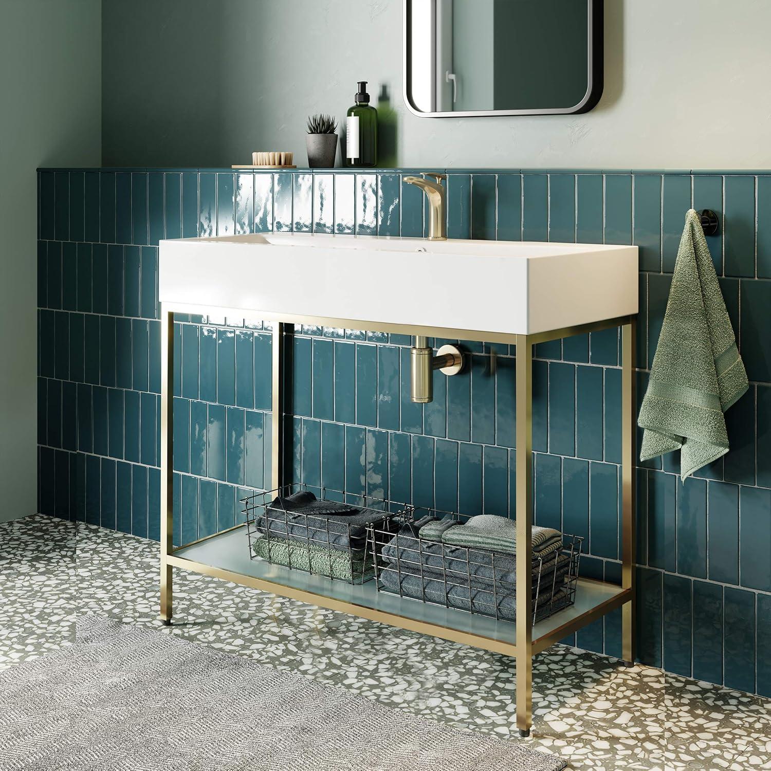 Pierre 40 Single, Freestanding, Open Shelf, Metal Frame Bathroom Vanity