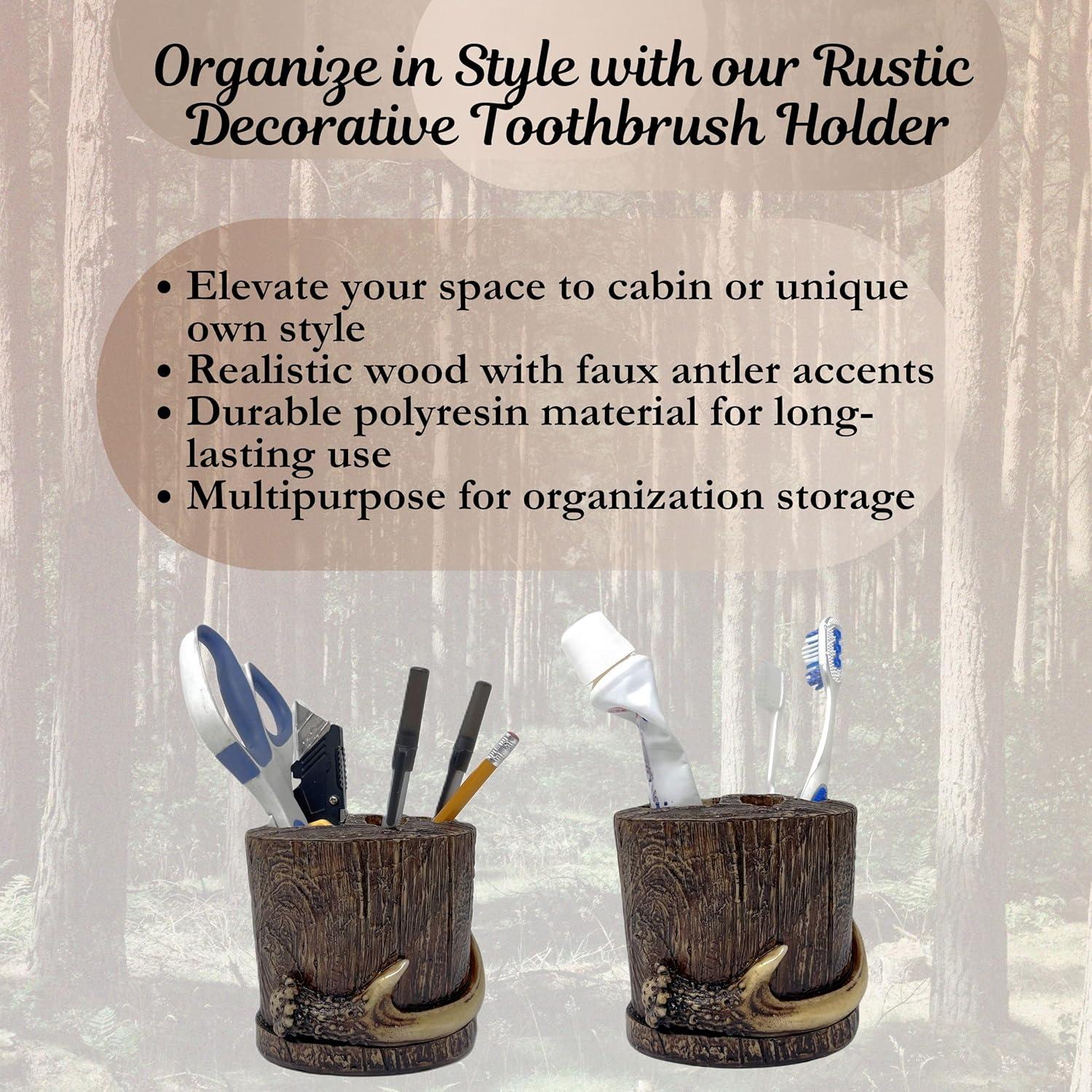 Paseo Road by HiEnd Accents Brown Resin Antler Rustic Cabin Lodge Toothbrush Holder