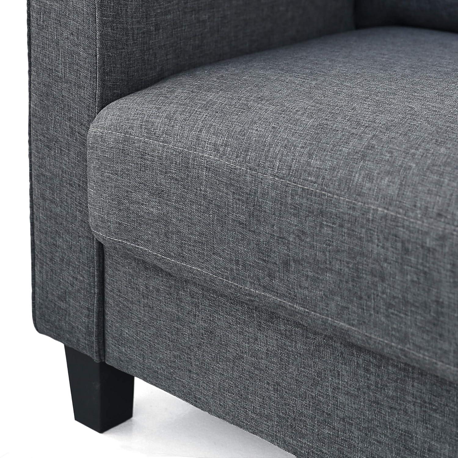 Furinno Bayonne Modern Upholstered Loveseat, Gunmetal