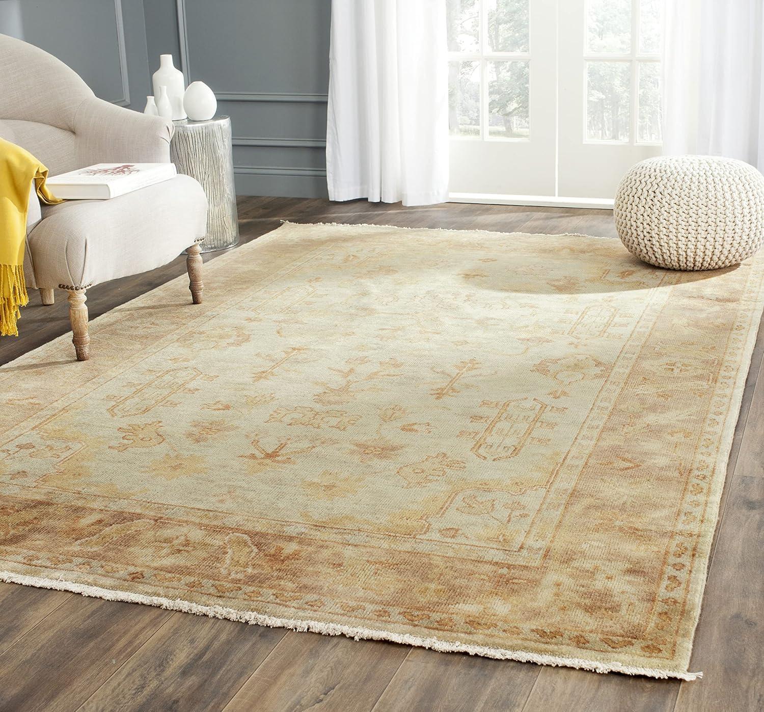 Oushak OSH112 Hand Knotted Area Rug - Soft Green/Rust - 6'x9' - Safavieh.