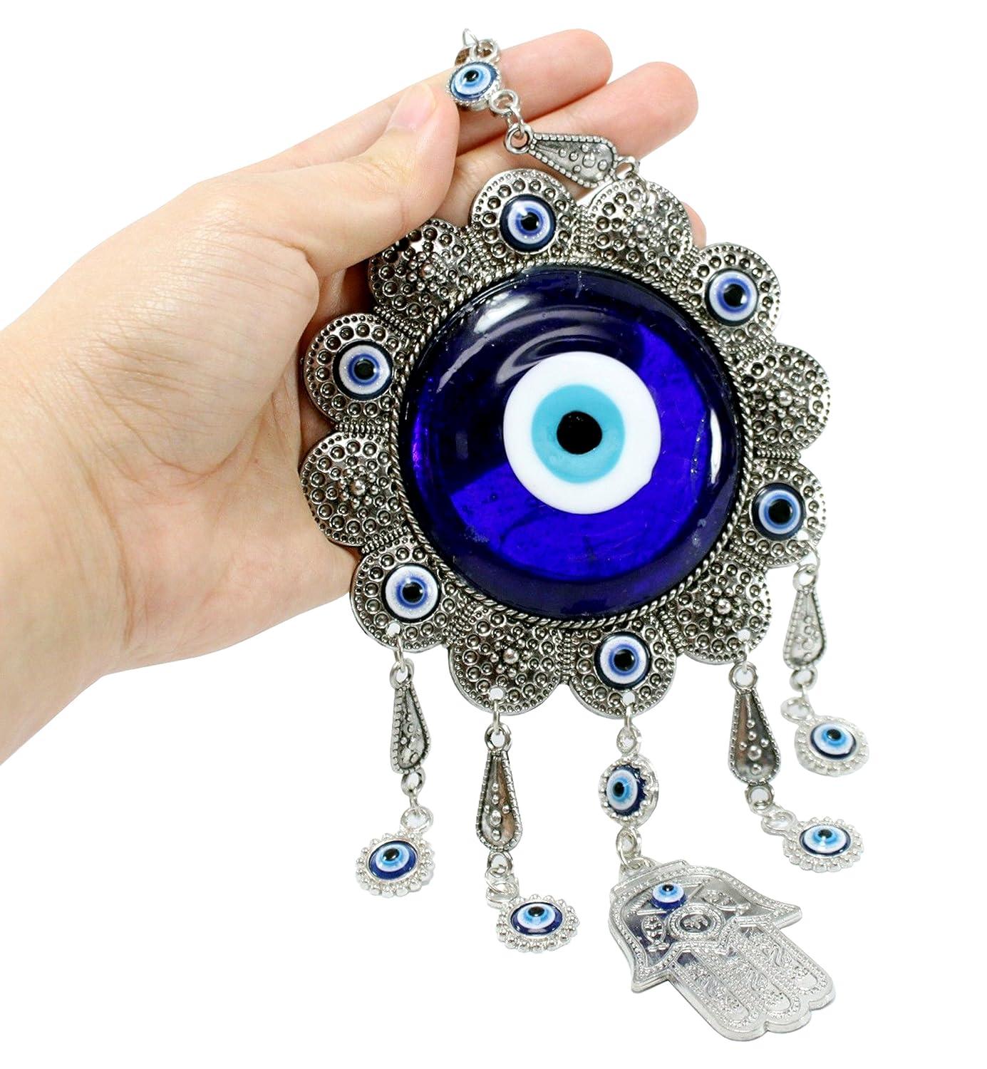 XXXXX Turkish Blue Evil Eye (Nazar) Flower Hamsa Hand Amulet Wall Hanging Home Decor Protection Good Luck Blessing Housewarming Birthday Gift US Seller