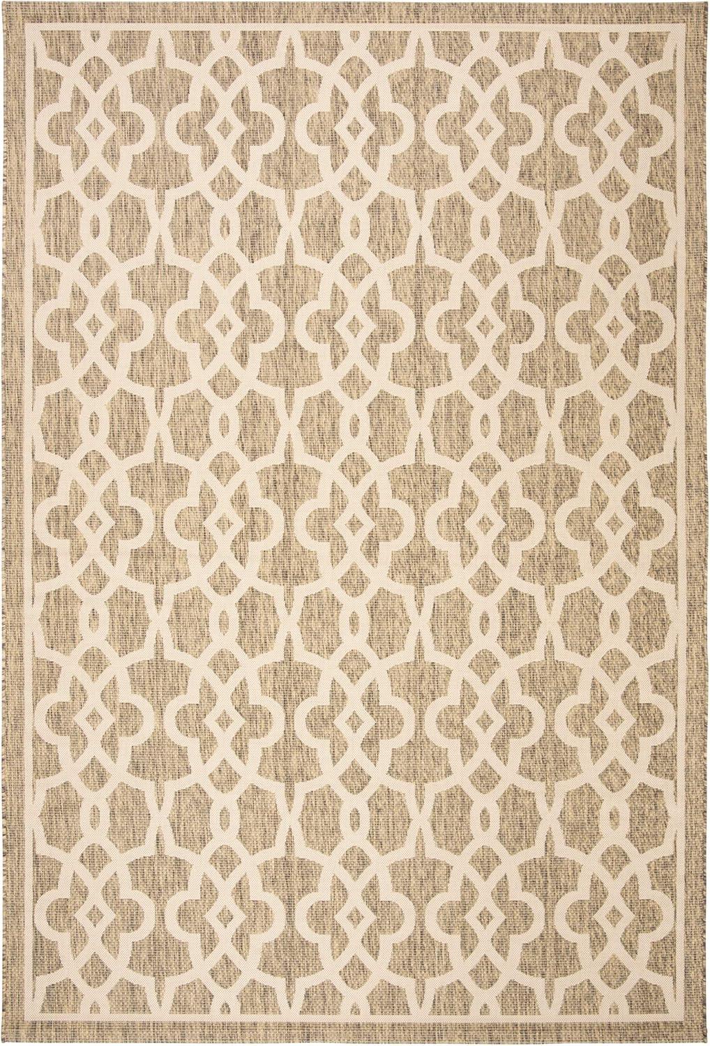 Courtyard CY6071 Power Loomed Indoor and Outdoor Area Rug - Mocha/Beige - 5'3"x7'7" - Safavieh