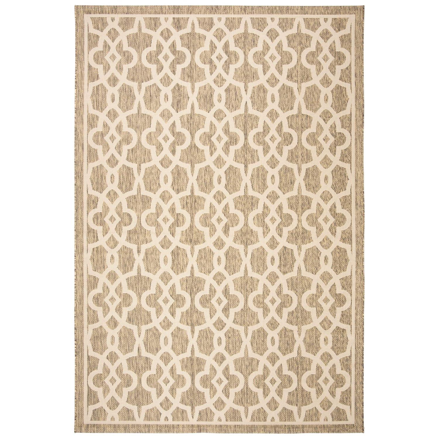 Courtyard CY6071 Power Loomed Indoor and Outdoor Area Rug - Mocha/Beige - 5'3"x7'7" - Safavieh