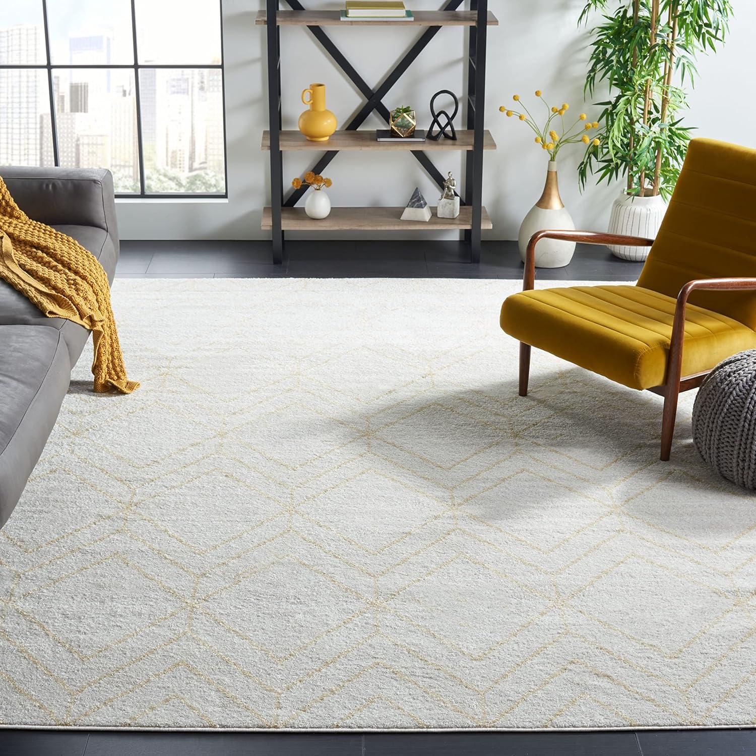 SAFAVIEH Adirondack Caitriona Geometric Area Rug, Ivory/Gold, 9' x 12'