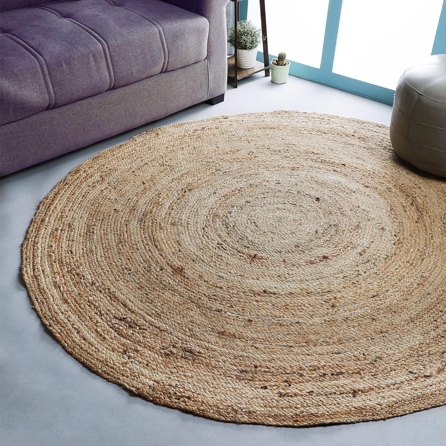 Natural Fiber NFB306 Hand Woven Area Rug - Natural - 3' round - Safavieh.