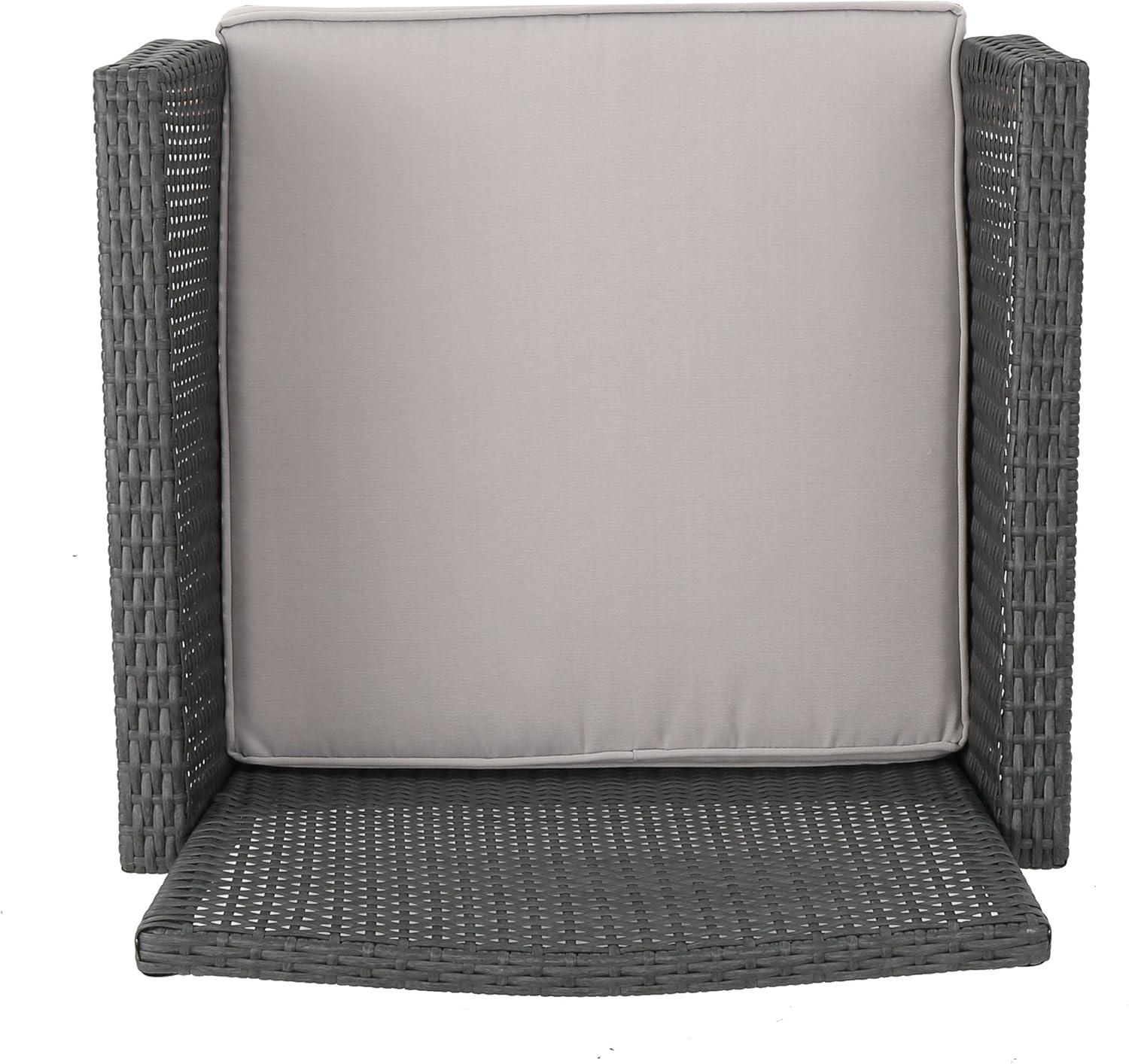 GDF Studio Raina Outdoor Wicker Club Chairs with Cushion, Set of 2, Gray and Light Gray