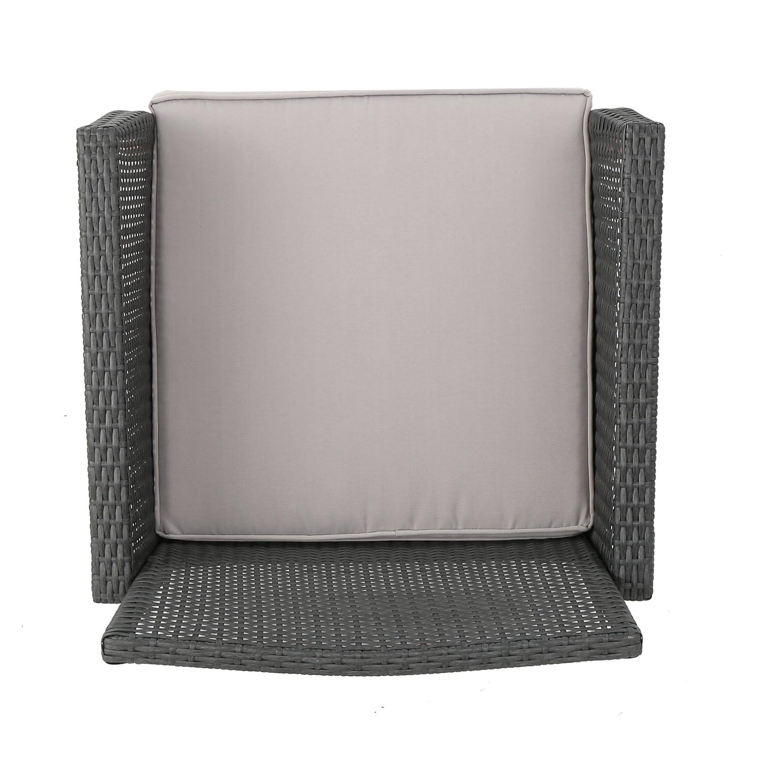 GDF Studio Raina Outdoor Wicker Club Chairs with Cushion, Set of 2, Gray and Light Gray