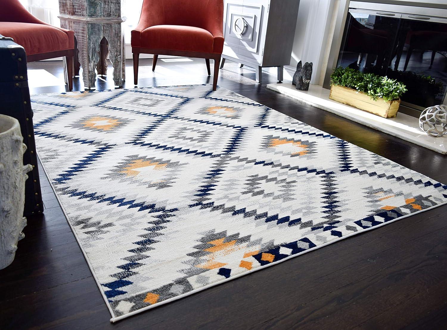 Rugs America Soleil BR30A Kilim Gold ivory Area Rug for Dining Room Rug Neutral Rug Living Room Rug Kitchen, 4'x6'