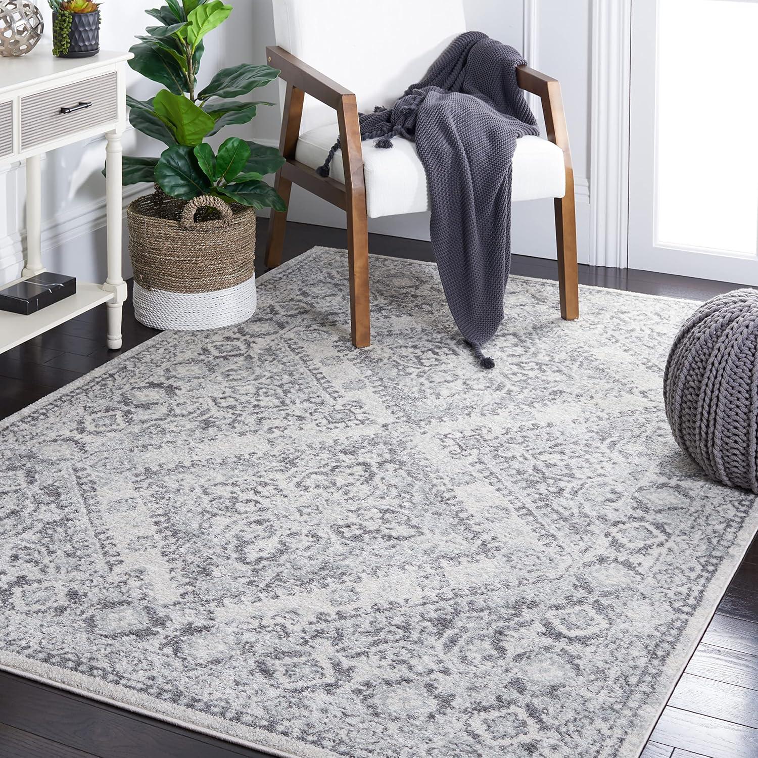 Tulum TUL280 Power Loomed Area Rug - Ivory/Grey - 6'7"x6'7" - Safavieh.