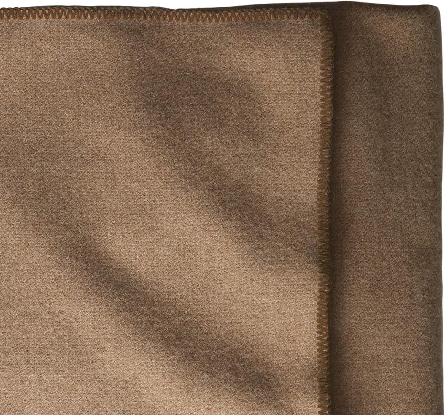 Camel Heather King Size Machine Washable Wool Throw