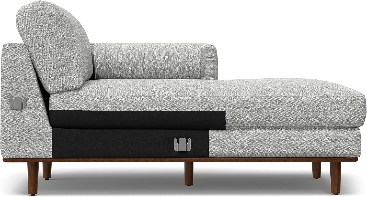 Simpli Home Morrison Large Left Sectional Sofa,Mid-Century Modern Couch with Chaise Lounge and Eco-Friendly Woven-Blend Fabric
