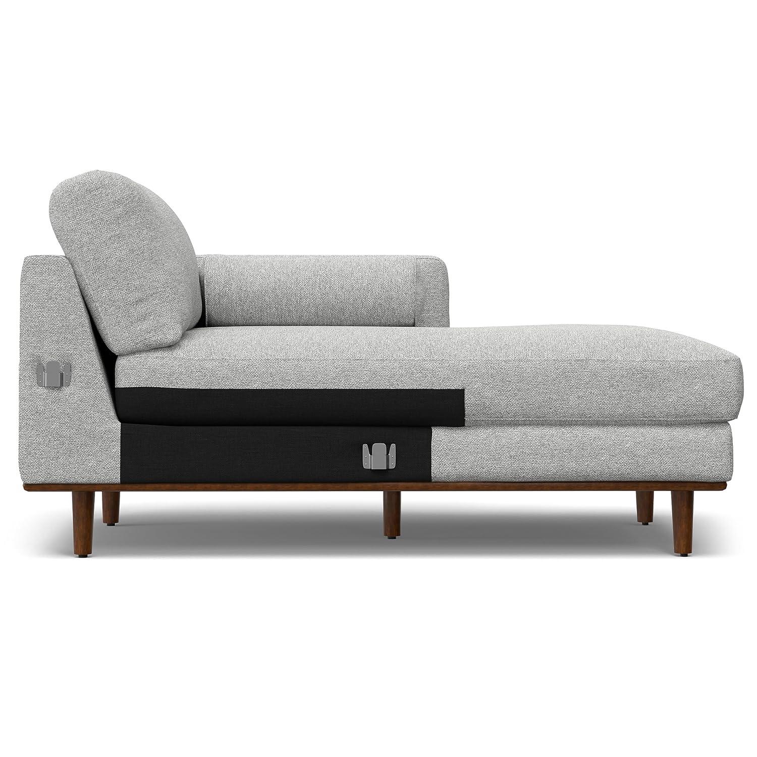 Simpli Home Morrison Large Left Sectional Sofa,Mid-Century Modern Couch with Chaise Lounge and Eco-Friendly Woven-Blend Fabric
