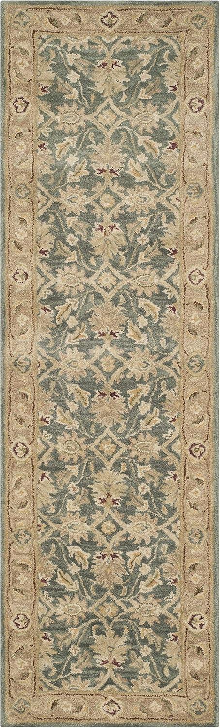 Antiquity Oriental Handmade Wool Teal Blue/Taupe Area Rug