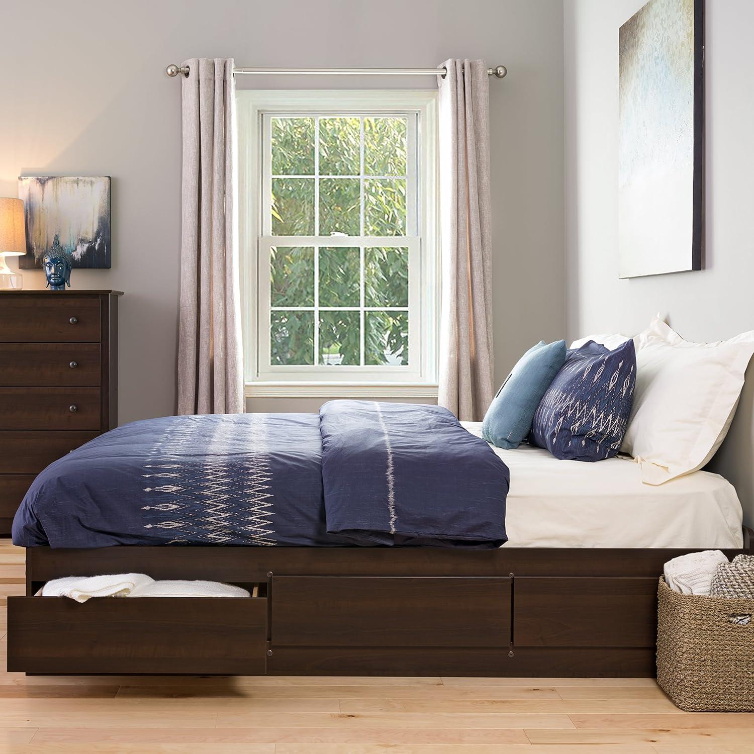 King Mate's Platform Storage Bed with 6 Drawers Drifted Gray - Prepac: King-Sized, No Box Spring Needed
