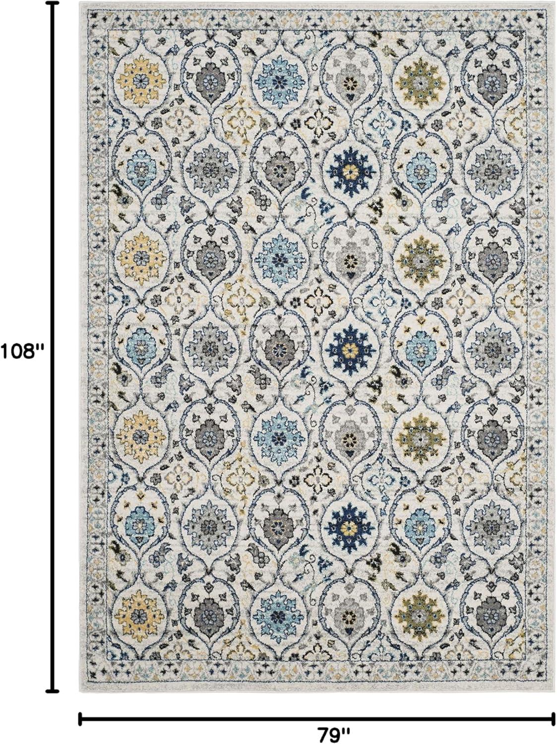 Evoke EVK210 Power Loomed Area Rug - Ivory/Blue - 6'7"x9' - Safavieh.