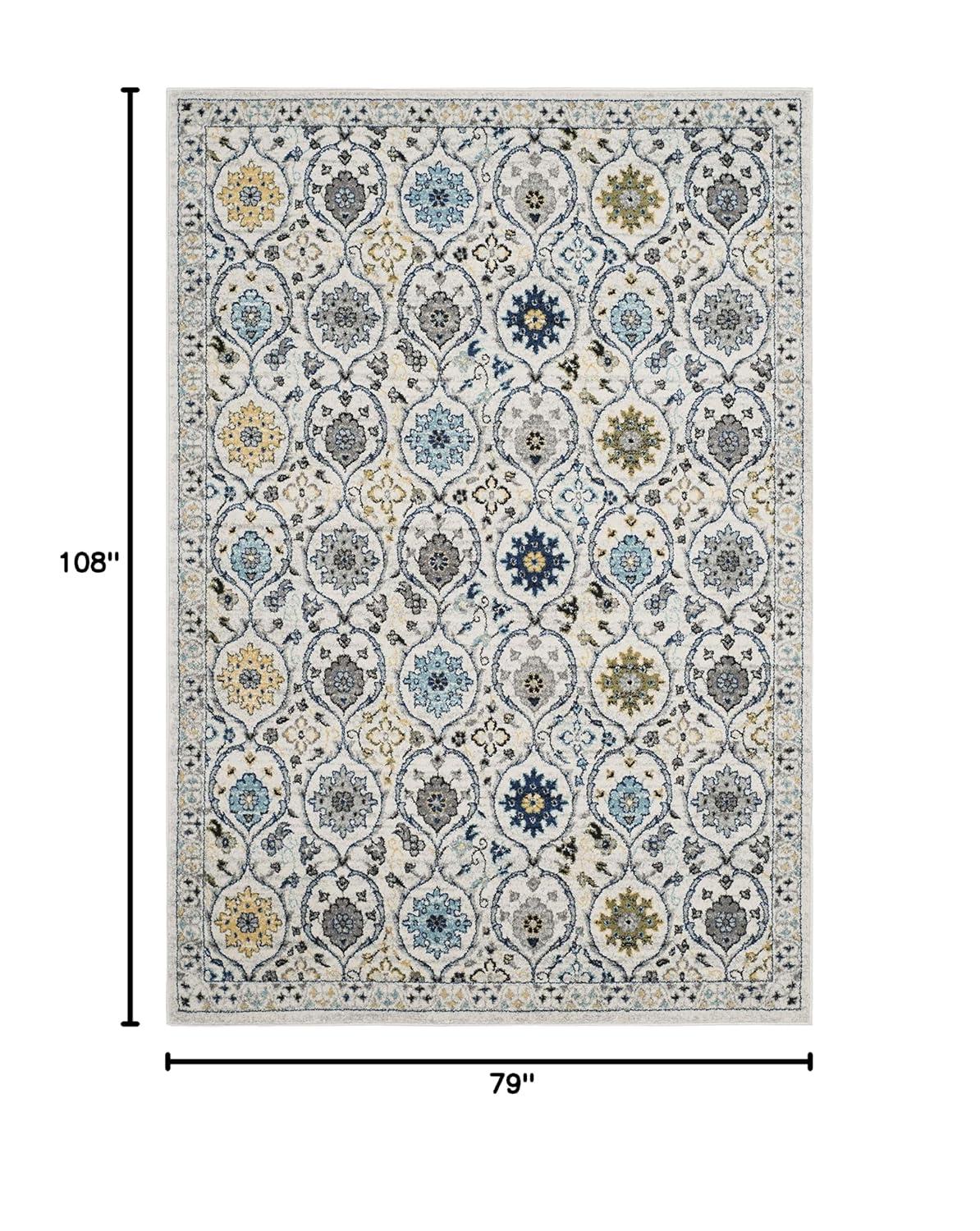 Evoke EVK210 Power Loomed Area Rug - Ivory/Blue - 6'7"x9' - Safavieh.