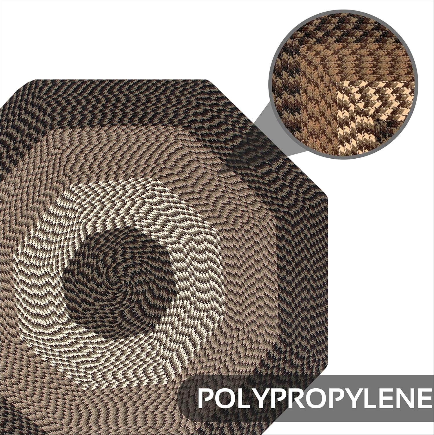 Better Trends Alpine Braid Reversible Indoor Area Utility Rug 100% Polypropylene, 96" Octagonal, Chocolate Stripe