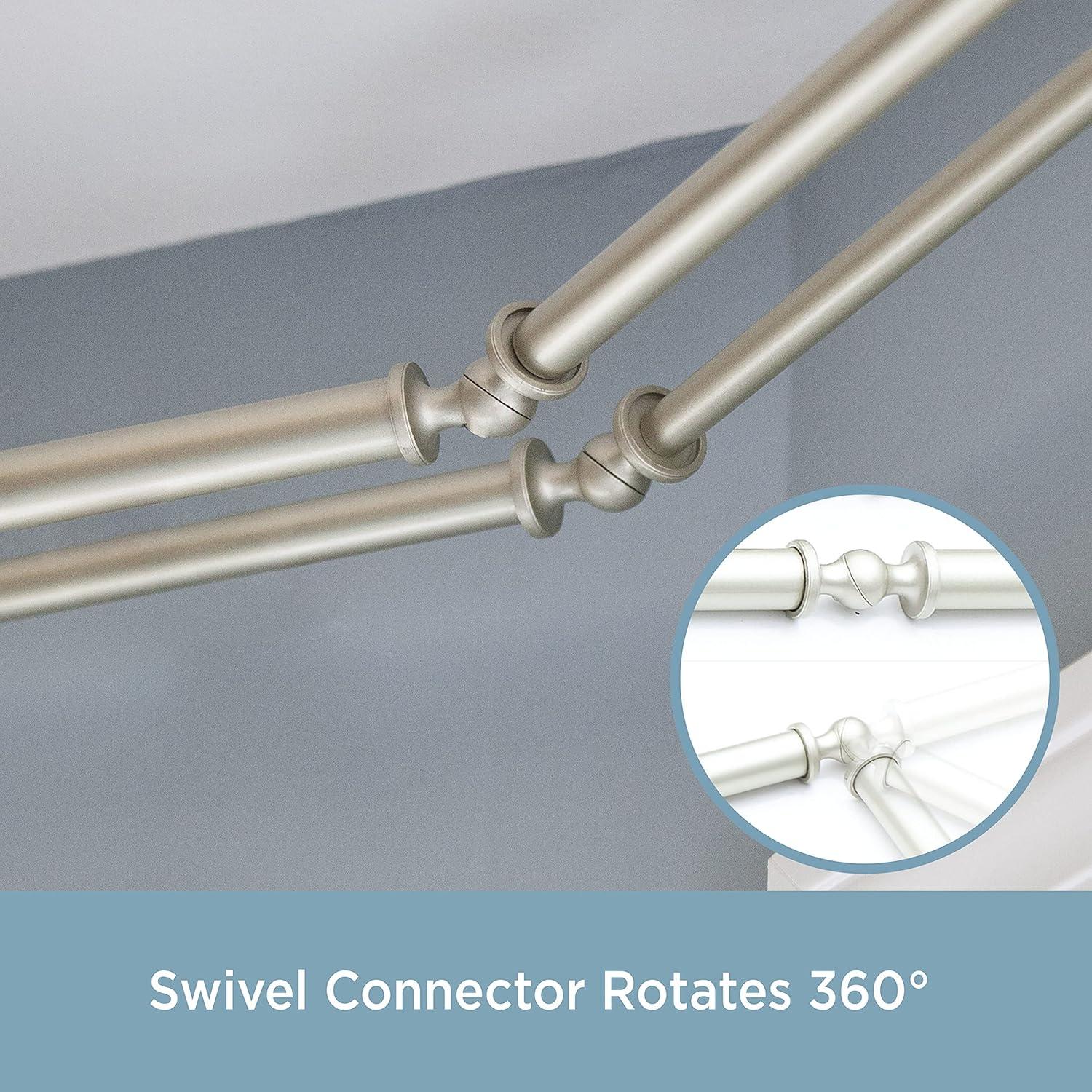 Kenney Square End Bay Window Double Curtain Rod, 78-144" Adjustable Length: 22-37" Sides, 28-72" Center, Steel